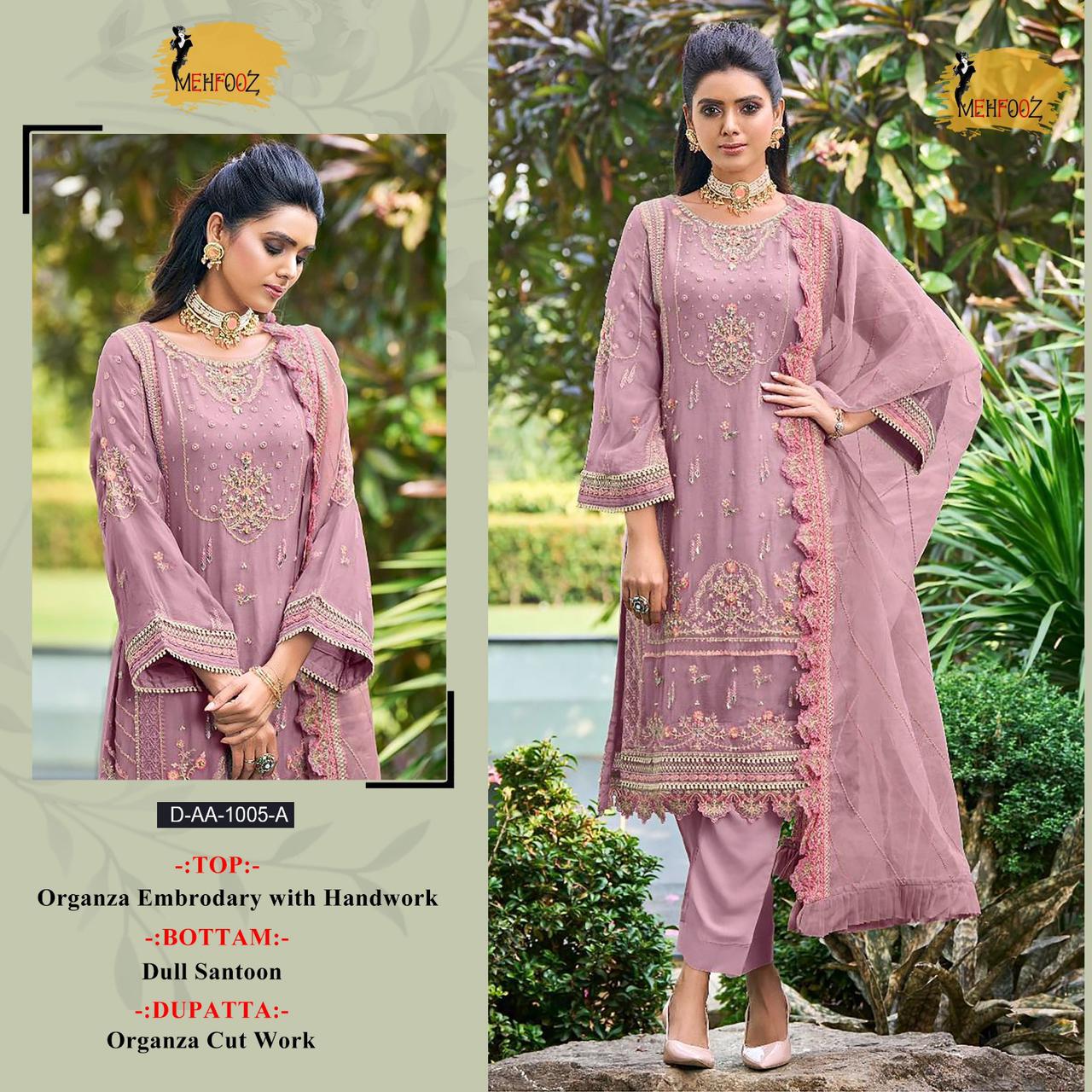 AA 1005 Mehfooz Embroidery Pakistani Suits Catalog